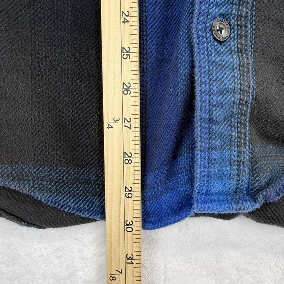Cabela's Shirt Mens Medium Blue Black Plaid Flannel Long Sleeve Button Front - Picture 9 of 11